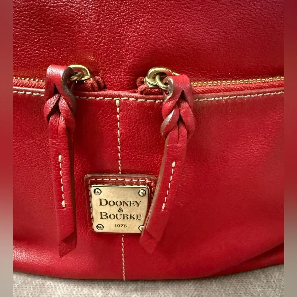Dooney&Bourke Red Dillen Pebbled Leather Satchel Shoulder Bag